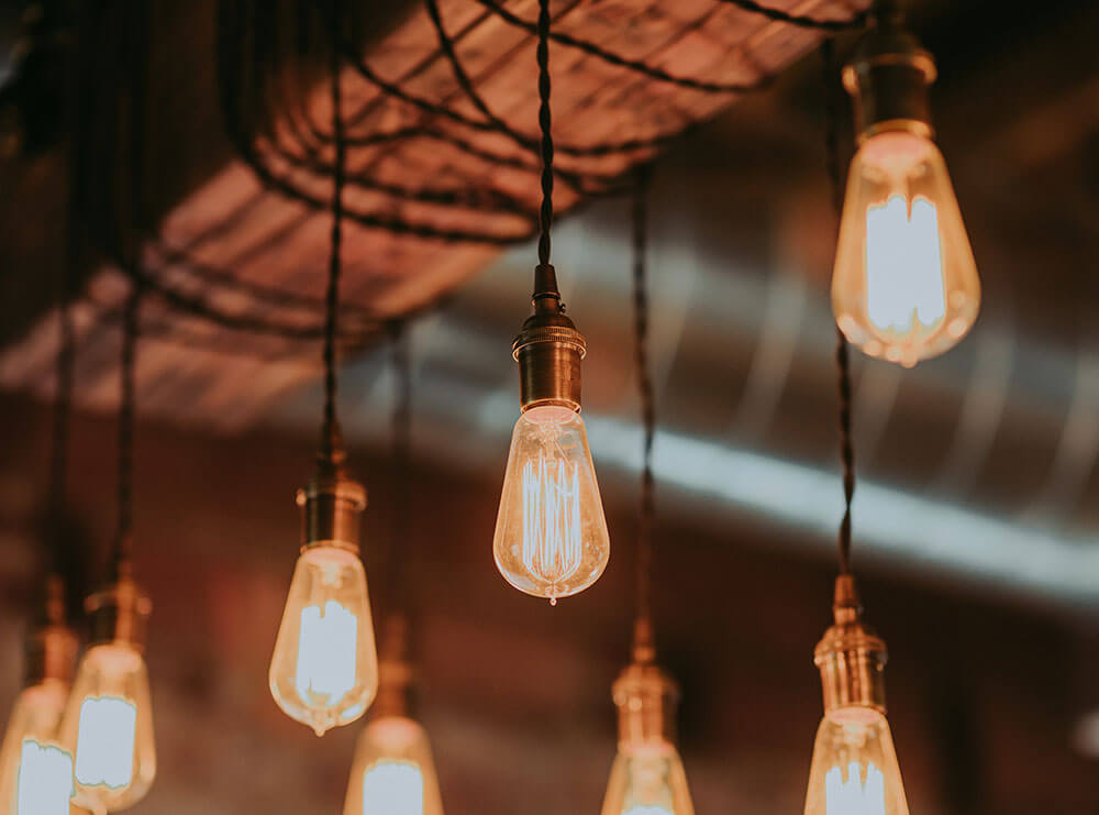 Ceiling lights in a business