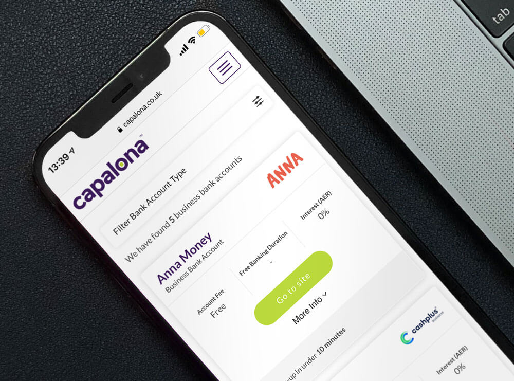 Capalona can help you compare and switch business bank accounts